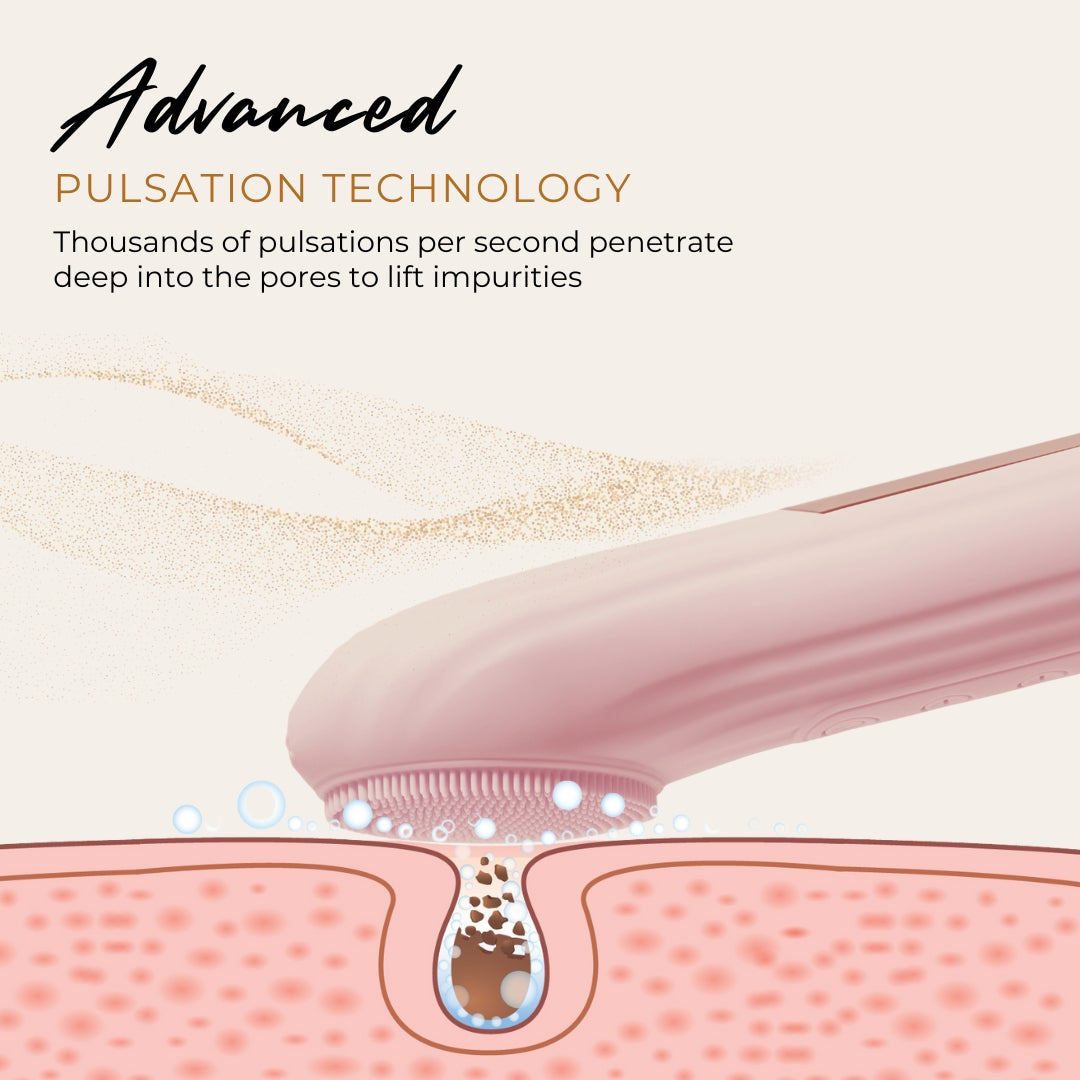 Pulsating Facial Cleansing Brush - Pink