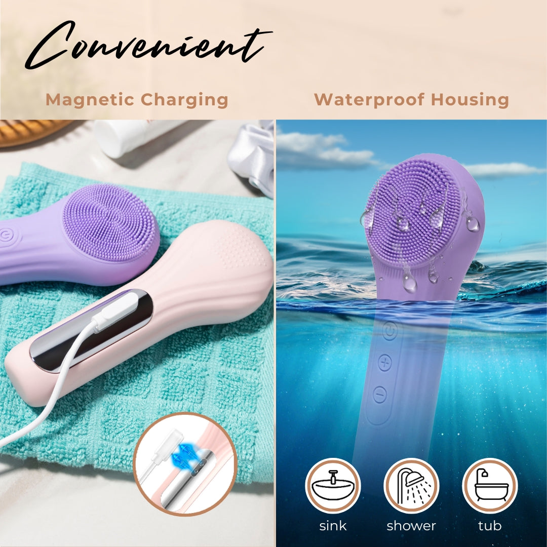 Pulsating Facial Cleansing Brush - Pink