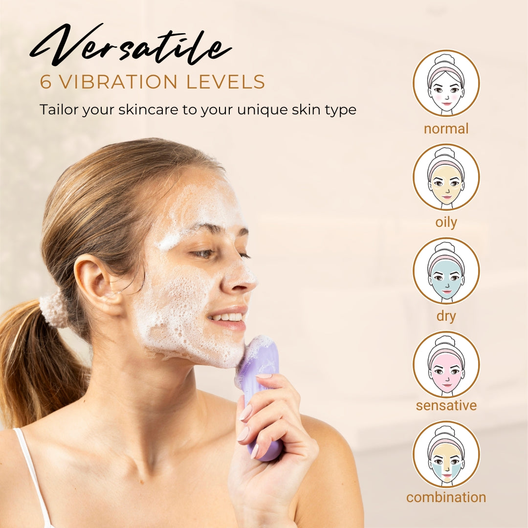 Pulsating Facial Cleansing Brush - Purple